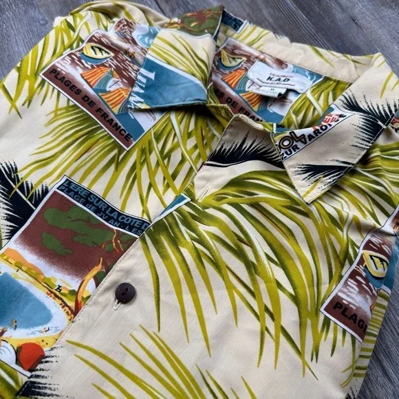 KAD Clothing Company Men's XL Short Sleeve Button Up Tropical Print Vintage Y2K - Picture 6 of 6